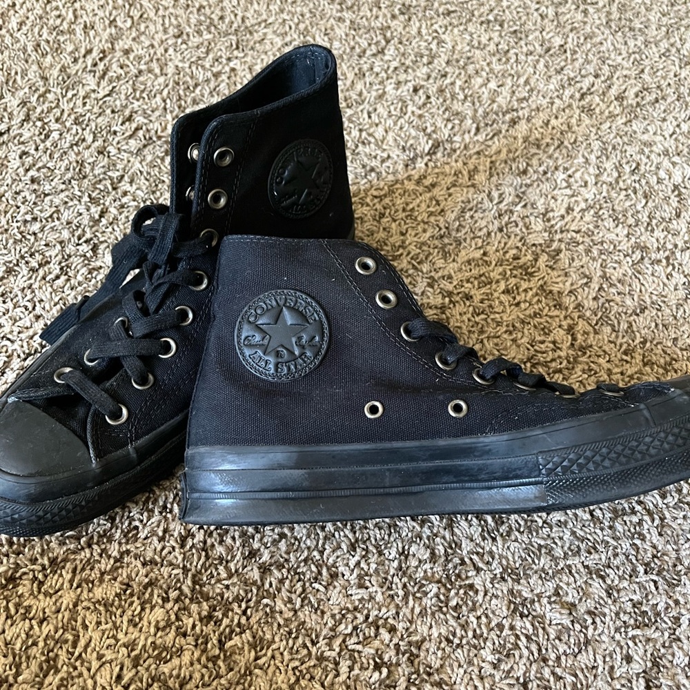 Converse all black high tops
